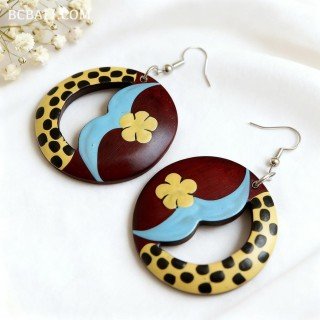 Handcrafted Painting Wood Earrings Originally Handmade
